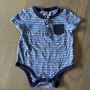 Baby Gap Blue Striped Baby Onesie | 6-12M